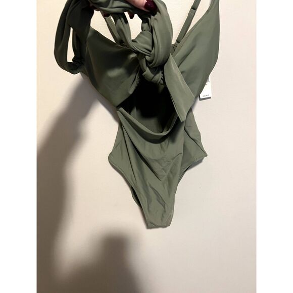 NWT Aerie Wrap Full Coverage One Piece Swimsuit Olive Size XS - Picture 9 of 9
